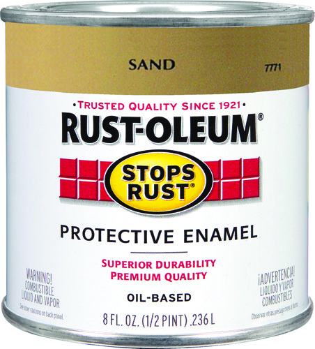 RUST-OLEUM STOPS RUST 7771730 Protective Enamel, Sand, Gloss, 0.5 pt Can