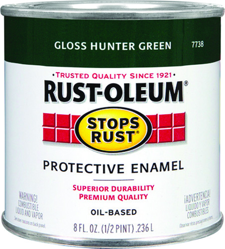 RUST-OLEUM STOPS RUST 7738730 Protective Enamel, Hunter Green, Gloss, 0.5 pt