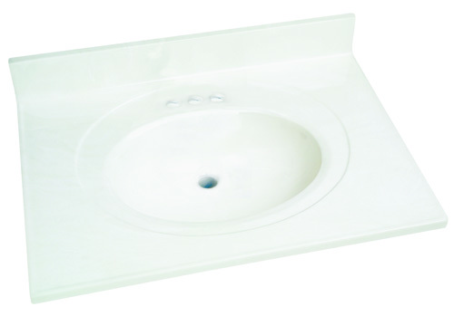 Foremost WS-2231 Vanity Top, 31 in OAL, 22 in OAW, Cultured Marble, Solid