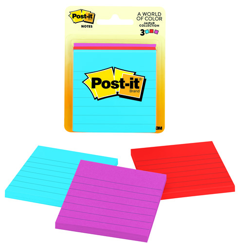 Post-it Ultra 6301 Lined Sticky Notes, 3 x 3 in, 50-Sheet, Assorted