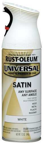 RUST-OLEUM UNIVERSAL 245210 All-Surface Satin Spray Paint, Satin, White, 12