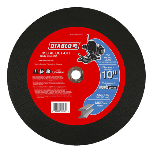 Diablo DBD100093L01F Cut-Off Disc, Aluminum Oxide, 10 in Dia