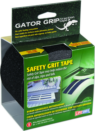 INCOM Gator Grip RE3952 Anti-Slip Safety Grit Tape, 15 ft L, 4 in W, Black