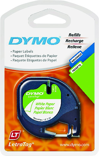 DYMO Letratag 10697 Paper Label, 13 ft L, 1/2 in W