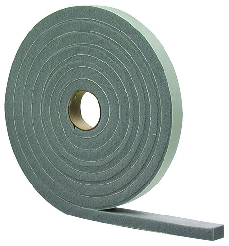 M-D 02253 Foam Tape, 17 ft L, 3/16 in Thick, PVC, Gray