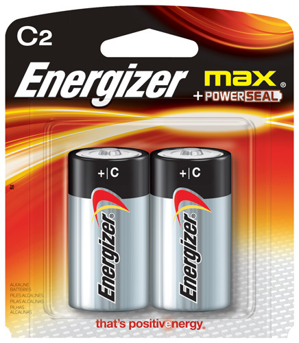 Energizer E93BP-2 Alkaline Battery, C, Zinc, Manganese Dioxide, 1.5 V
