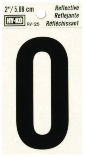 HY-KO RV-25/O Reflective Letter, Character O, 2 in H Character, Black