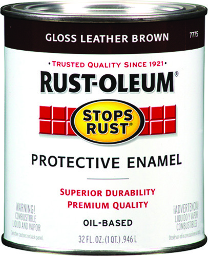 RUST-OLEUM STOPS RUST 7775502 Protective Enamel, Leather Brown, Gloss, 1 qt