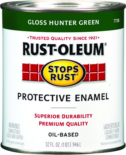 RUST-OLEUM STOPS RUST 7738502 Protective Enamel, Hunter Green, Gloss, 1 qt