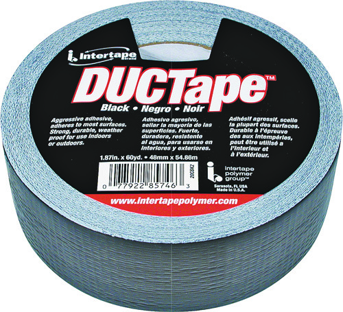 IPG 20C-BK2 Utility-Grade Duct Tape, 60 yd L, 1.88 in W, Rubber Adhesive,