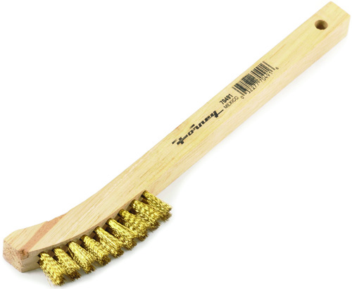 Forney 70491 Scratch Brush, Curved Handle, Brass Bristle