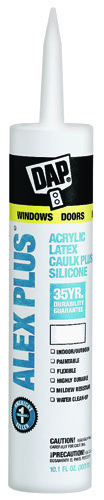 DAP ALEX PLUS 18156 Acrylic Latex Caulk with Silicone, Clear, 10.1 fl-oz