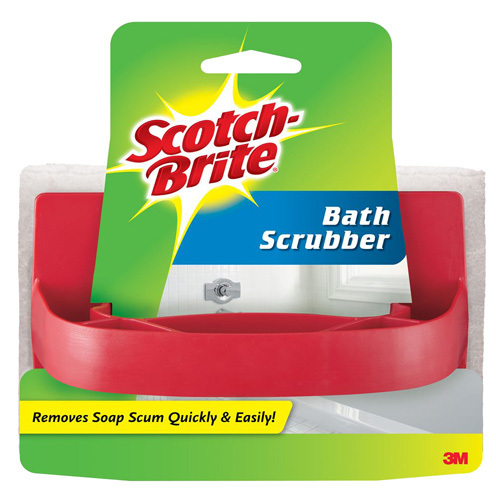 Scotch-Brite 7723 Bath Scrubber, 6 in L, 4 in W, 3 in Thick, Brown