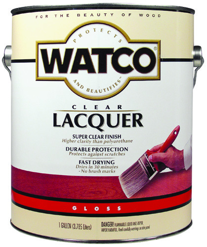 WATCO 63031 Lacquer Clear Wood Finish, Clear, Gloss, 1 gal Can