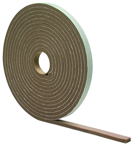 M-D 02790 Foam Tape, 17 ft L, 3/16 in Thick, PVC, Brown