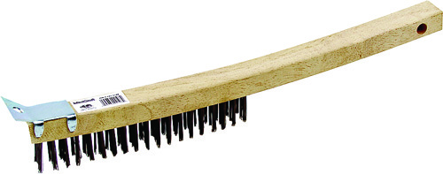 ProSource Wire Brush With Scraper, Steel Trim, Hardwood Handle