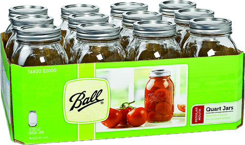 Ball 1440062000 Regular Mouth Mason Jar, 32 oz Capacity, Glass