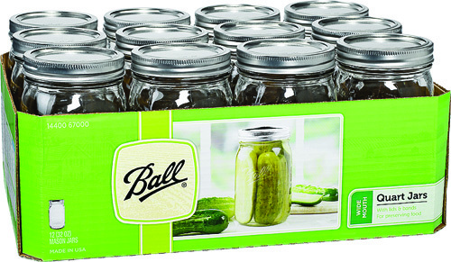 Ball 1440067000 Wide Mouth Mason Jar, 32 oz Capacity, Glass