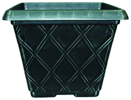 Southern Patio CF-029861 Lattice Planter, 13 in H, Square, Resin, Silver