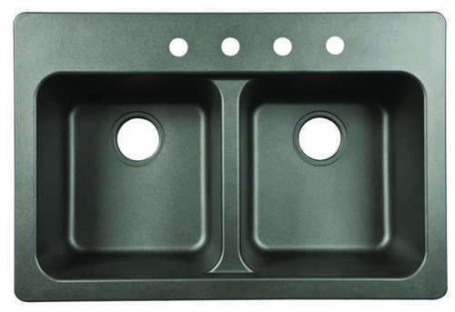 KINDRED FTB904BX Kitchen Sink, Top Mounting, Tectonite, Black