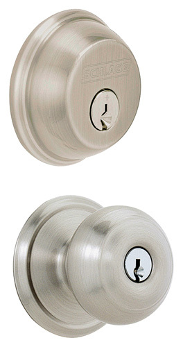 Schlage Georgian FB50NVGEO619 Knob Lockset, Keyed Alike Key, 2 Grade, Steel,