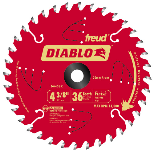 Diablo D0436X Circular Saw Blade, 4-3/8 in Dia, Carbide Cutting Edge, 0.787