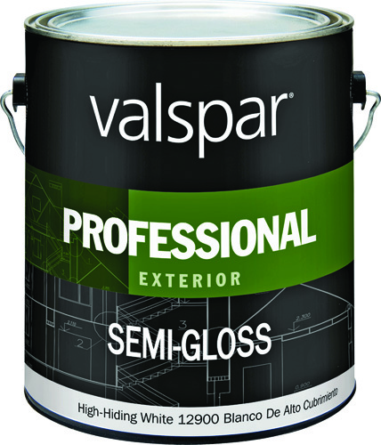 Valspar 12900 Professional Exterior House Paint, White, Semi-Gloss, 1 gal