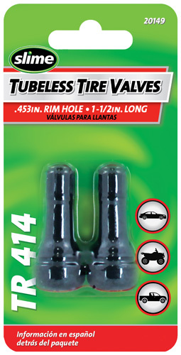 Slime 20149 Tubeless Tire Valve, Rubber, For TR414 Tires, 2