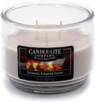 Candle Lite 3 Wick Fragranced Candle Jar - Evening Fireside Glow 283g - Grey