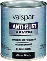 VALSPAR 21800 Series 21824 Anti-Rust Armor Oil Gloss Enamel, Gloss, Black, 1