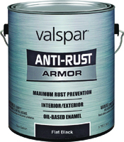 VALSPAR 21800 Series 21826 Anti-Rust Armor Oil Gloss Enamel, Flat, Black, 1