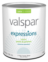 Valspar 17042 Latex Paint, Satin, White, 1 qt Can