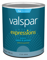 Valspar 17101 Exterior House Paint, White, Flat, 1 qt