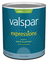 Valspar 17141 Exterior House Paint, White, Satin, 1 qt