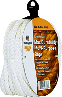 Wellington 16358 Rope, 292 lb Working Load Limit, 50 ft L, 1/4 in Dia, Nylon