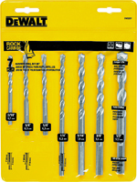 DeWALT DW5207 Premium Hammer Drill Bit Set, Carbide, Silver, 7-Piece, For