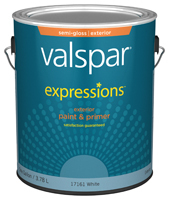 Valspar 17161 Exterior House Paint, White, Semi-Gloss, 1 gal