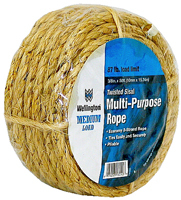 Wellington 18090 Rope, 165 lb Working Load Limit, 50 ft L, 3/8 in Dia, Sisal