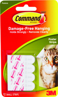 Command 17024 Poster Strip, 13/16 in L, 5/8 in W, Clear