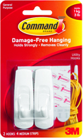 Command 17001 Utility Hook, 3 lb Weight Capacity, Plastic