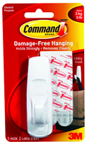 Command 17003 Utility Hook, 5 lb Weight Capacity, Plastic