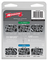 Arrow RK6120 Rivet Assortment Pack, Aluminum/Steel