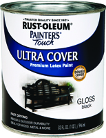 RUST-OLEUM PAINTER'S Touch 1979502 Brush-On Paint, Gloss, Black, 1 qt Can