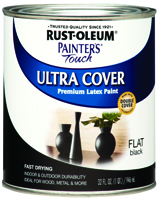 RUST-OLEUM PAINTER'S TOUCH ULTRA-COVER MULTI-PURPOSE ENAMEL PAINT, FLAT BLACK, 1QT