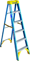 WERNER 6006 Step Ladder, 250 lb Weight Capacity, 5-Step, Fiberglass