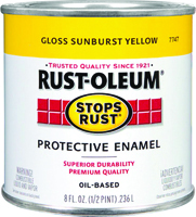 RUST-OLEUM STOPS RUST 7747730 Protective Enamel, Sunburst Yellow, Gloss, 0.5