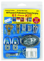 OOK 50900 Picture Hanging Kit, 10 to 30 lb Weight Capacity, Steel, Zinc