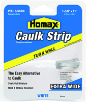 Homax 34040 Caulking Strip, White, 1-5/8 in W x 11 ft L