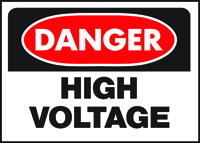 HY-KO 508 Danger Sign, Rectangular, HIGH VOLTAGE, Black Legend, White