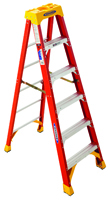 WERNER 6206 Step Ladder, 300 lb Weight Capacity, 5-Step, Fiberglass